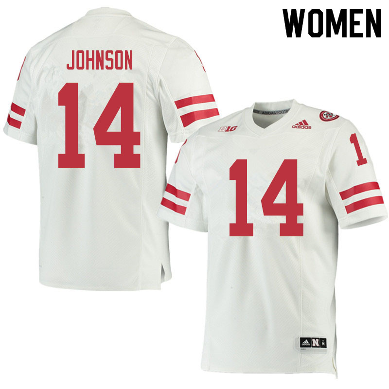 Women #14 Rahmir Johnson Nebraska Cornhuskers College Football Jerseys Sale-White - Click Image to Close